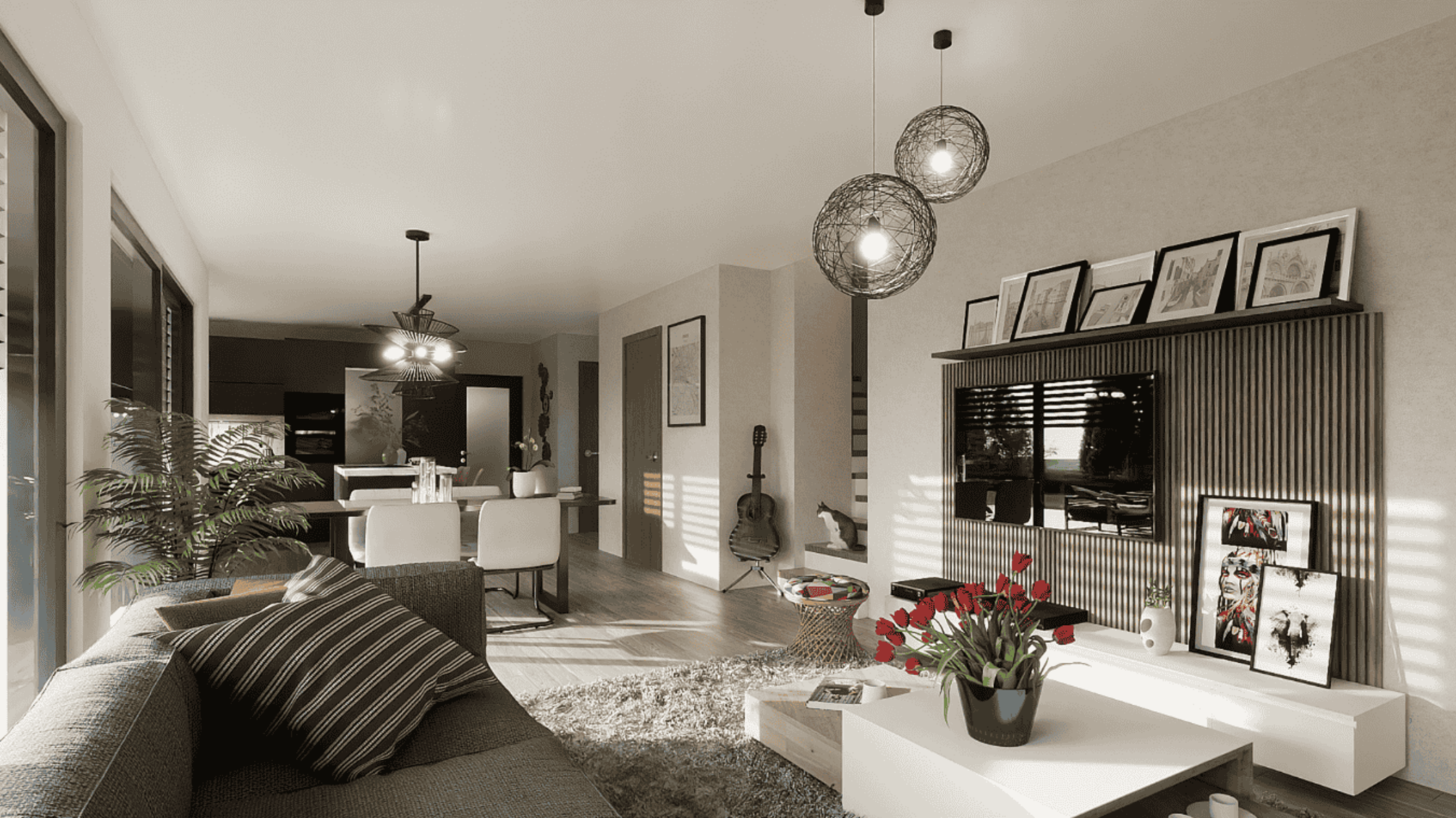 piece de vie design avec lumiere naturelle