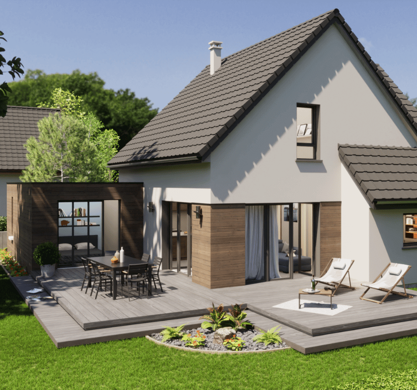 maison contemporaine evolutive toiture traditionnelle avec extension chambre au rez de chaussee