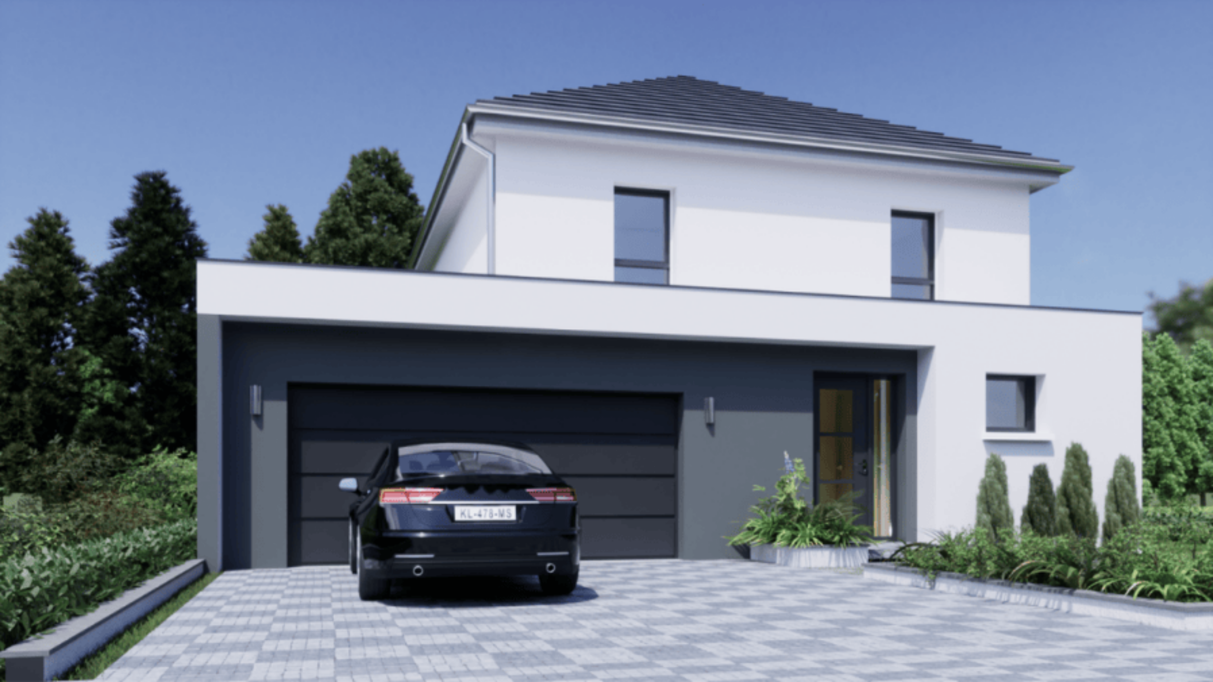 maison moderne toit plat garage