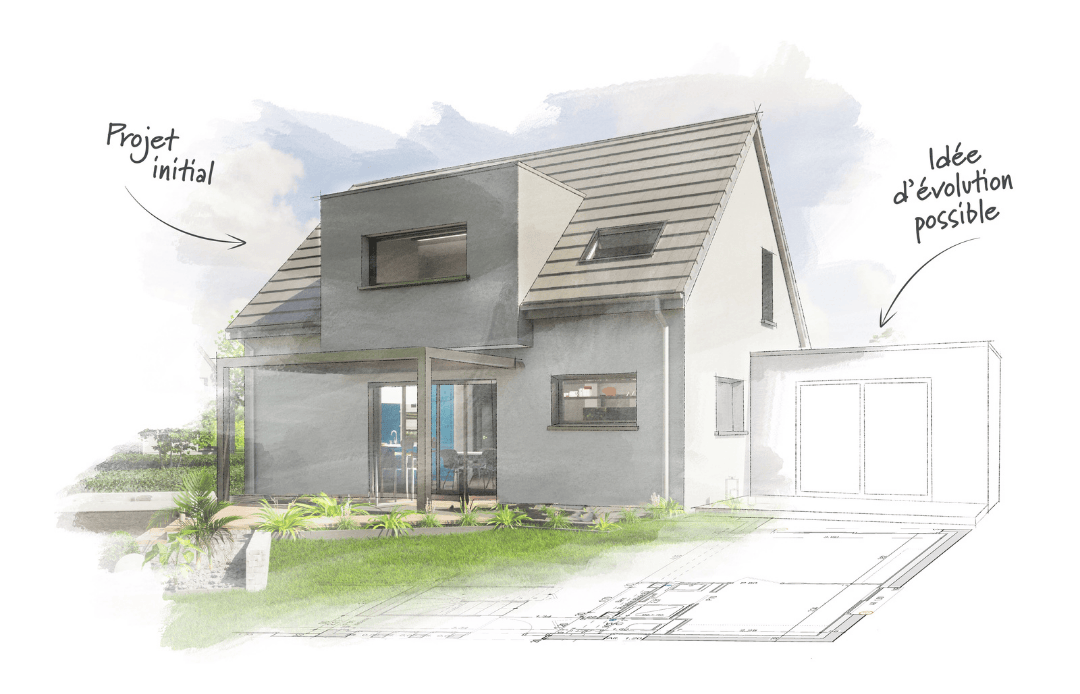maison traditionnelle crayonnee et evolutive