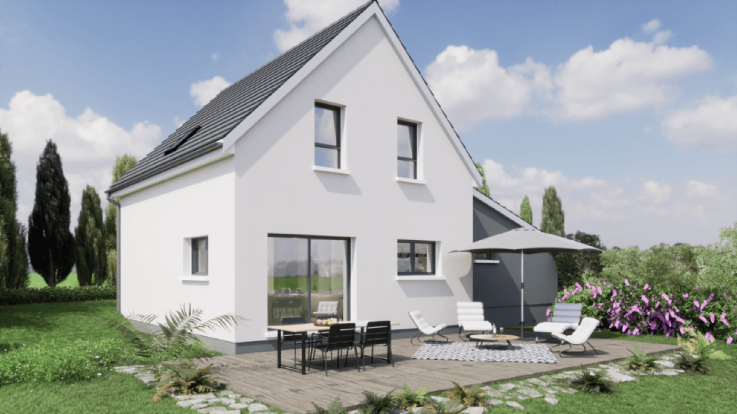 visuel 3d maison moderne traditionnelle