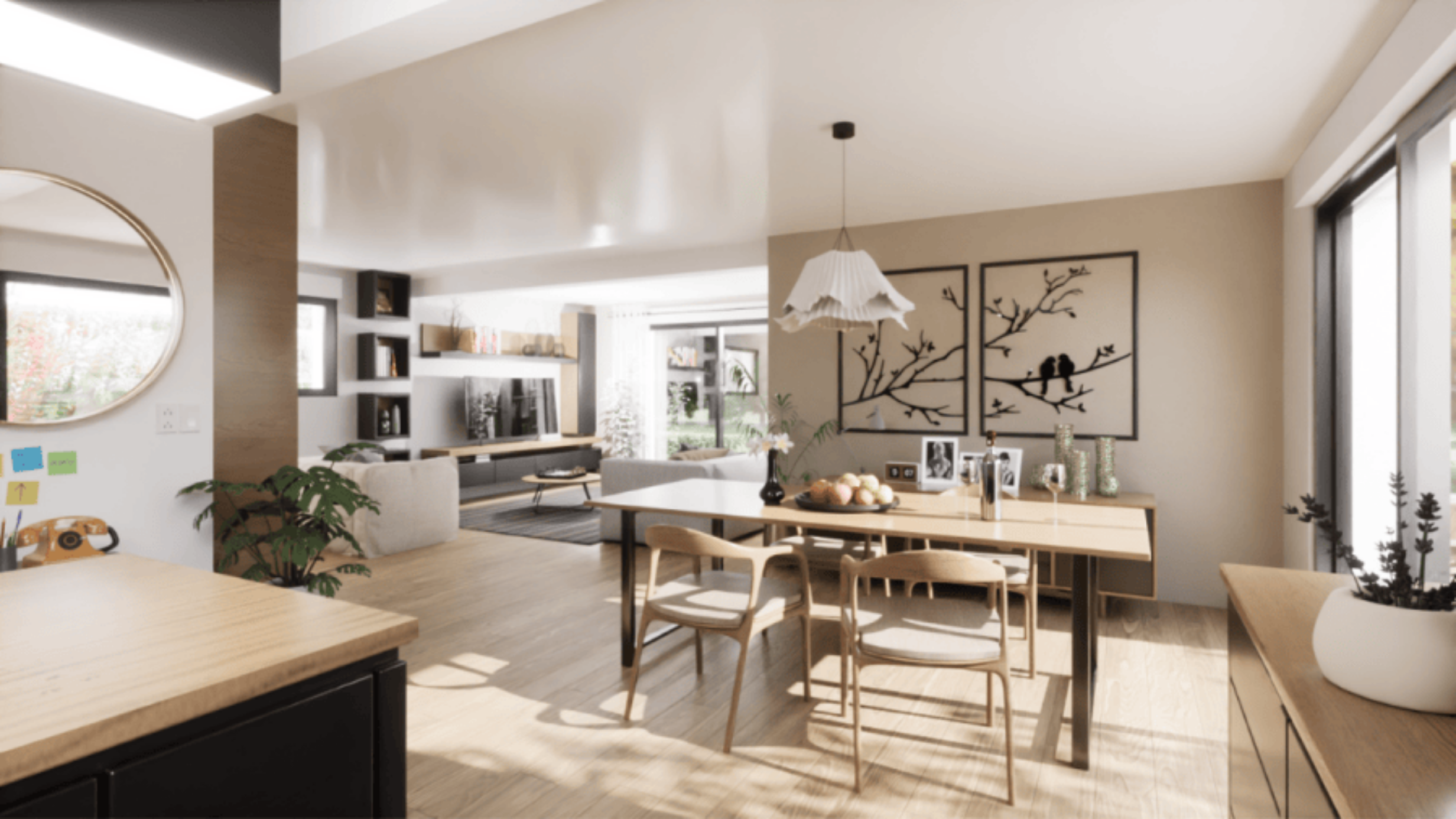 visuel 3d piece de vie lumineuse